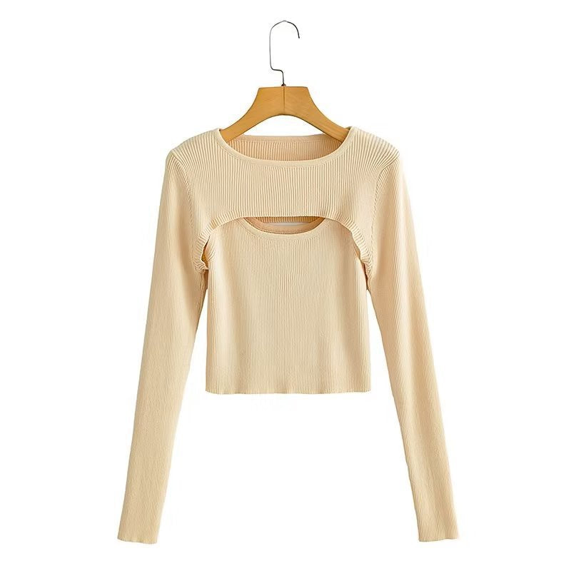 Damen Langarm Crop- Cut-Out-Design Eveloria
