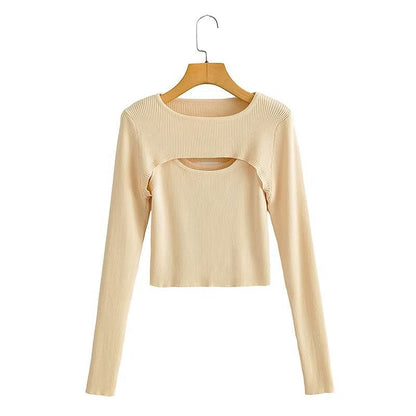 Damen Langarm Crop- Cut-Out-Design Eveloria