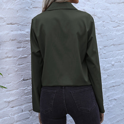 Damen Bluse Verkürzte Vorderseite Knopfdetail Weiße Bluse