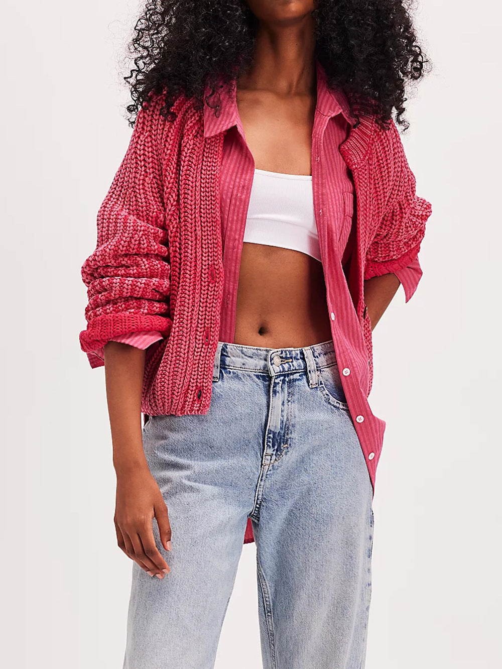 Damen Strickcardigan Luftig Große Knöpfe Modern Eveloria