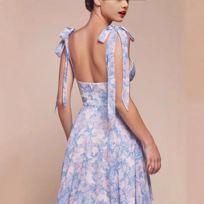 Damen Maxikleid Romantisch Floralmuster Tiefes Dekolleté