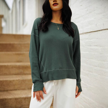 Damen Rippstrickpullover Lässig Eveloria - Eveloria
