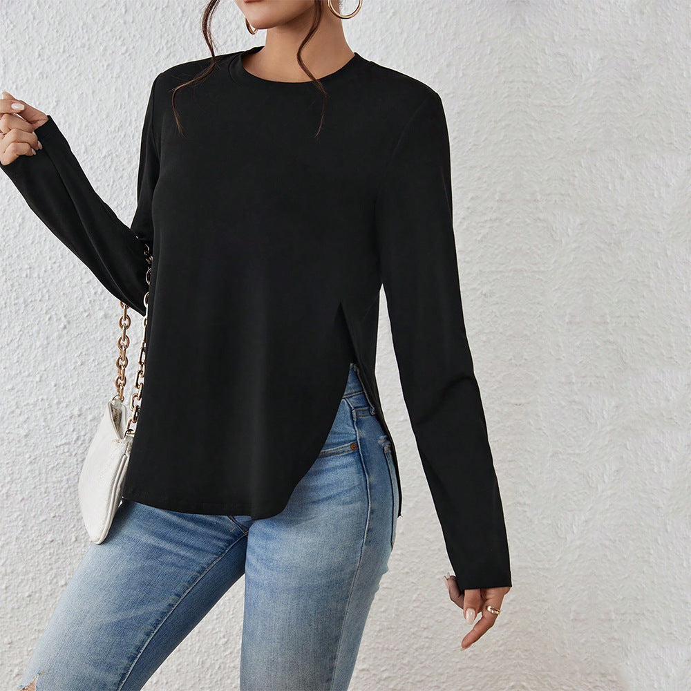 Damen Langarmshirt mit Cut-Out-Details Bequem Schwarz Eveloria - Eveloria