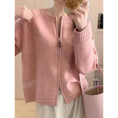 Damen Strickjacke Reißverschluss Hochkragen Eveloria
