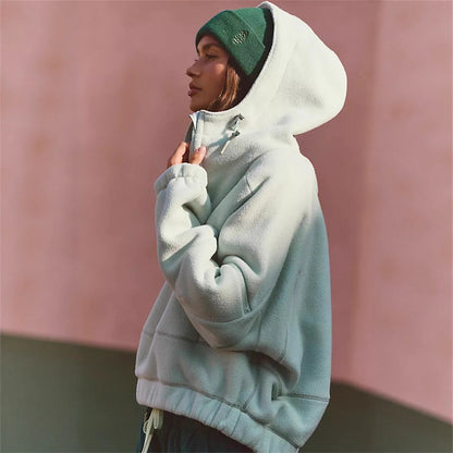 Damen Fleecejacke mit Kapuzen und Taschen Eveloria