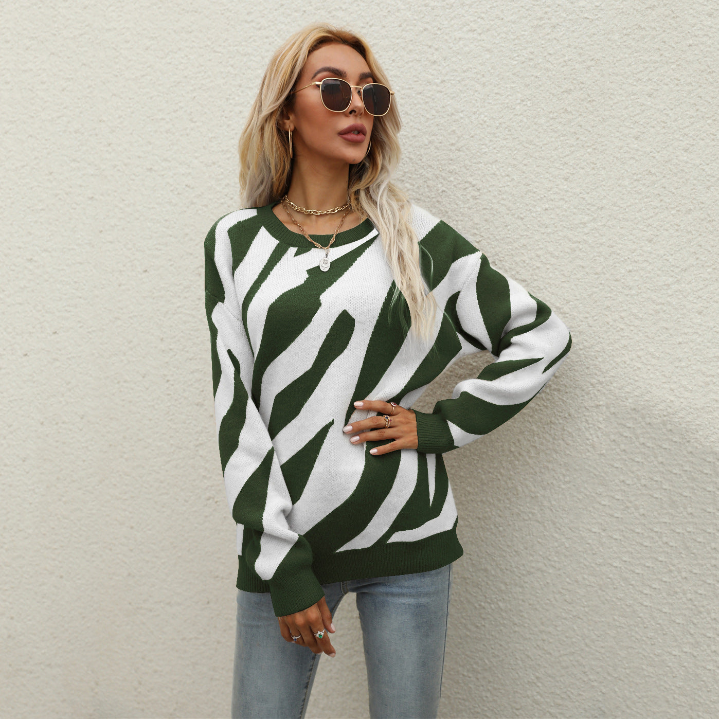 Damen Strickpullover Tiermuster Innovativ
