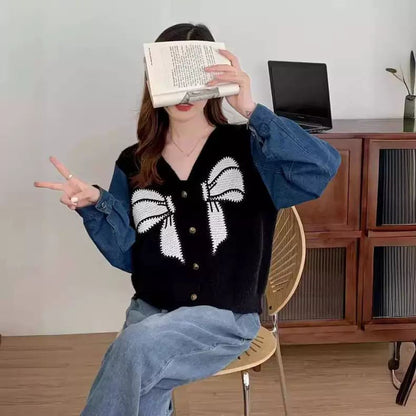 Damen Cardigan mit Schleifenstickerei Eveloria