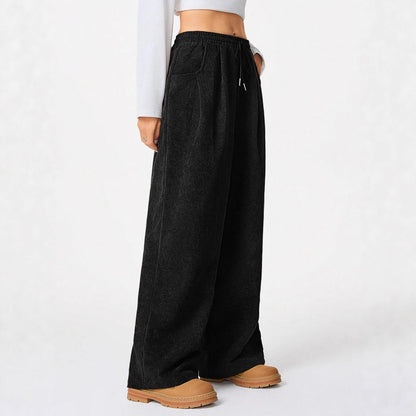 Damen Cordhose Weit Elastischer Bund