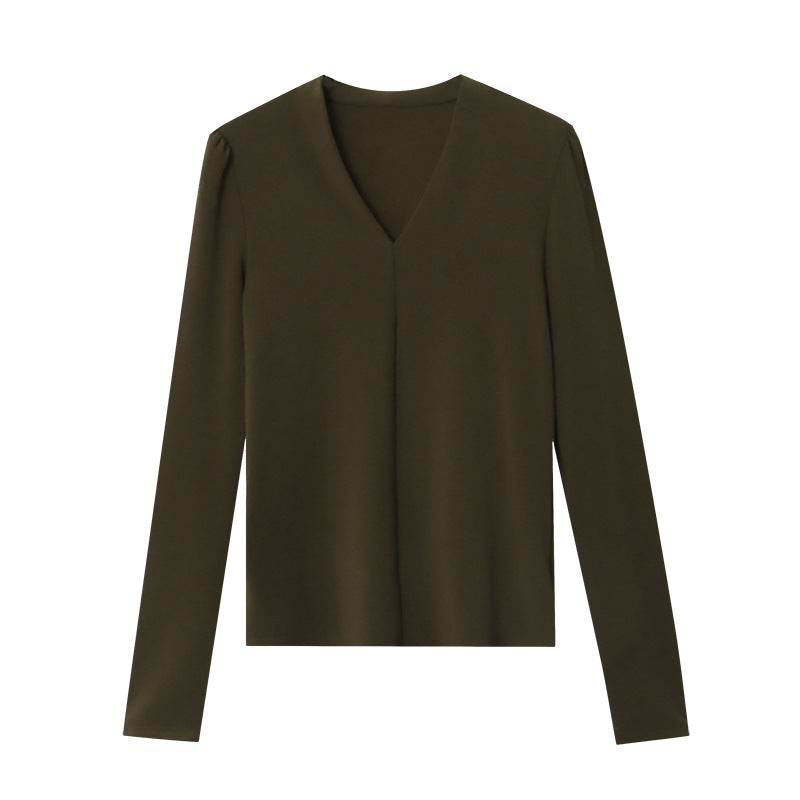 Damen Oberteil V-Ausschnitt Puffärmel Elegantes Design