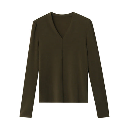 Damen Oberteil V-Ausschnitt Puffärmel Elegantes Design