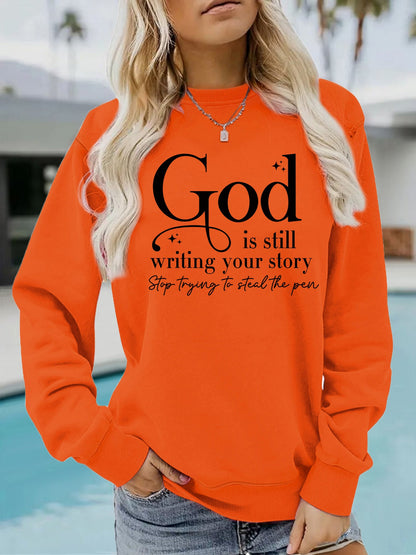 Damen Sweatshirt Inspirierender Schriftzug Grau