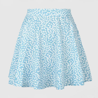 Damen Baumwollrock Blumenmuster Schwingender Saum Eveloria