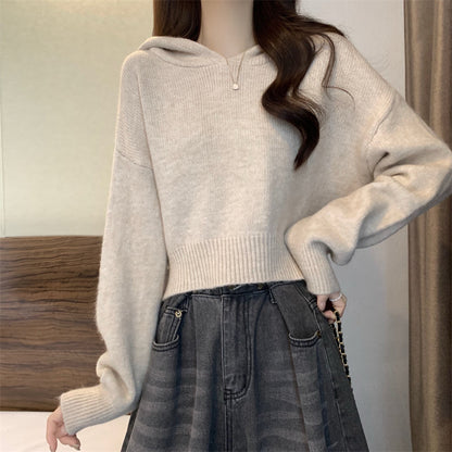 Damen Hoodie Lässige Passform Strukturiertes Material Grau Eveloria