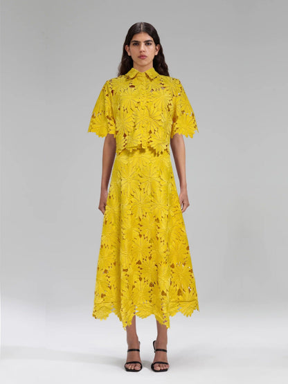 Damen Blumenkleid Hochkragen Voluminöse Ärmel Eveloria