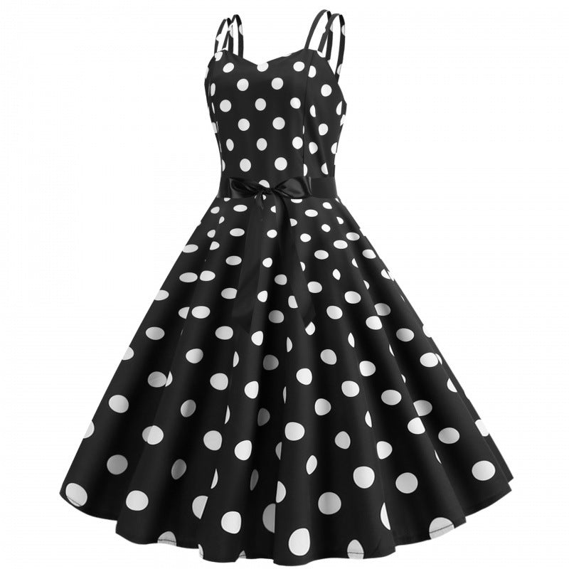Damen Swingkleid Klassisch Punkte Breiter Rock Eveloria