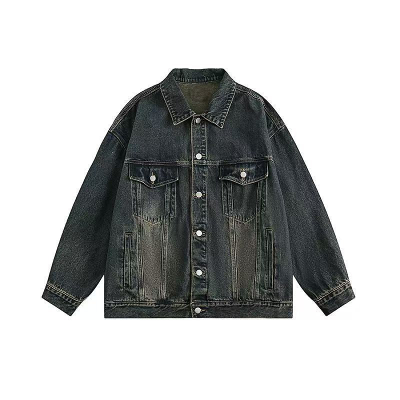 Damen Jeansjacke Vintage-Waschung Taschen