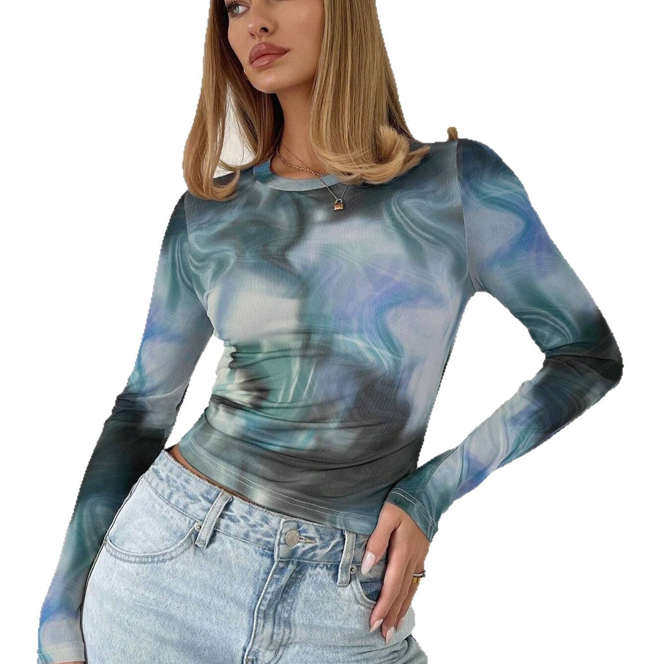 Damen Langarmshirt Abstraktes Design Eveloria