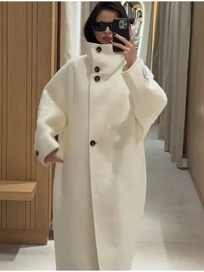 Damen Oversized-Mantel Hohem Kragen Eveloria
