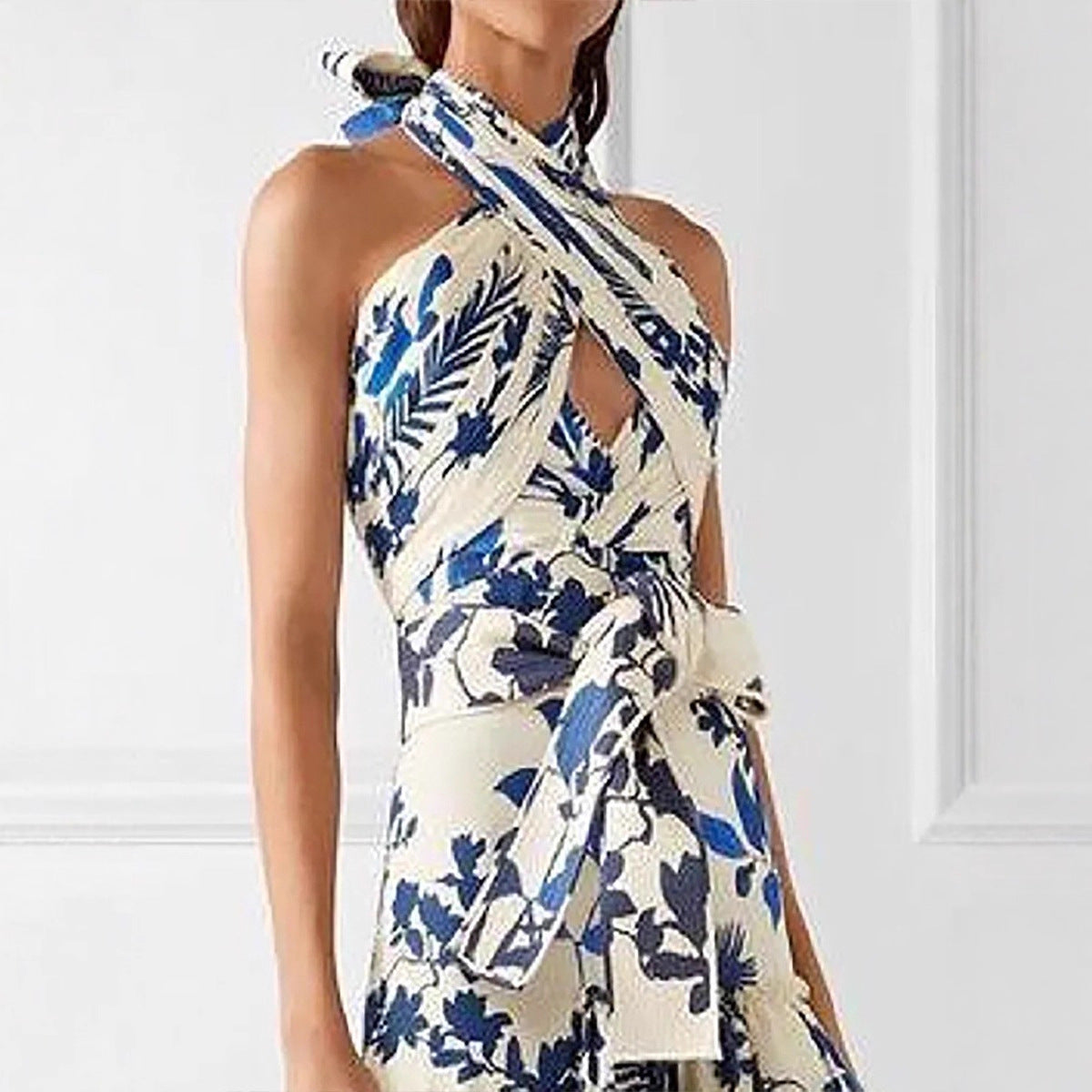 Damen Maxikleid Rüschen Floral Eveloria