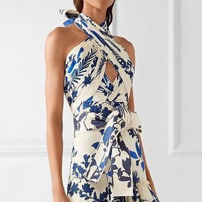 Damen Maxikleid Rüschen Floral Eveloria