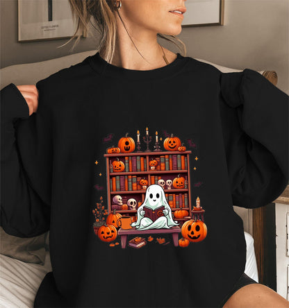 Damen Sweatshirt Herbst Grusel Puffärmel Eveloria