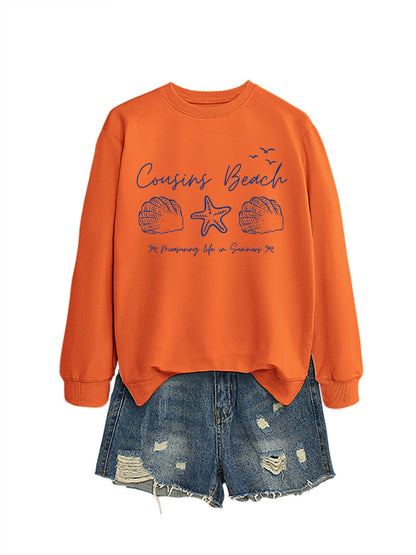 Damen Sweatshirt Maritimes Motiv Bequamer Schnitt Grau Eveloria
