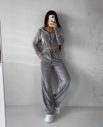 Damen Sportlicher Velours Jogginganzug