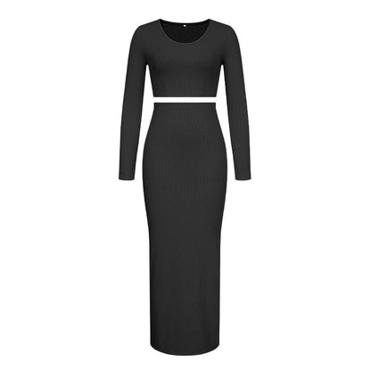 Damen Langarm-Kleid mit Taillengürtel Eveloria