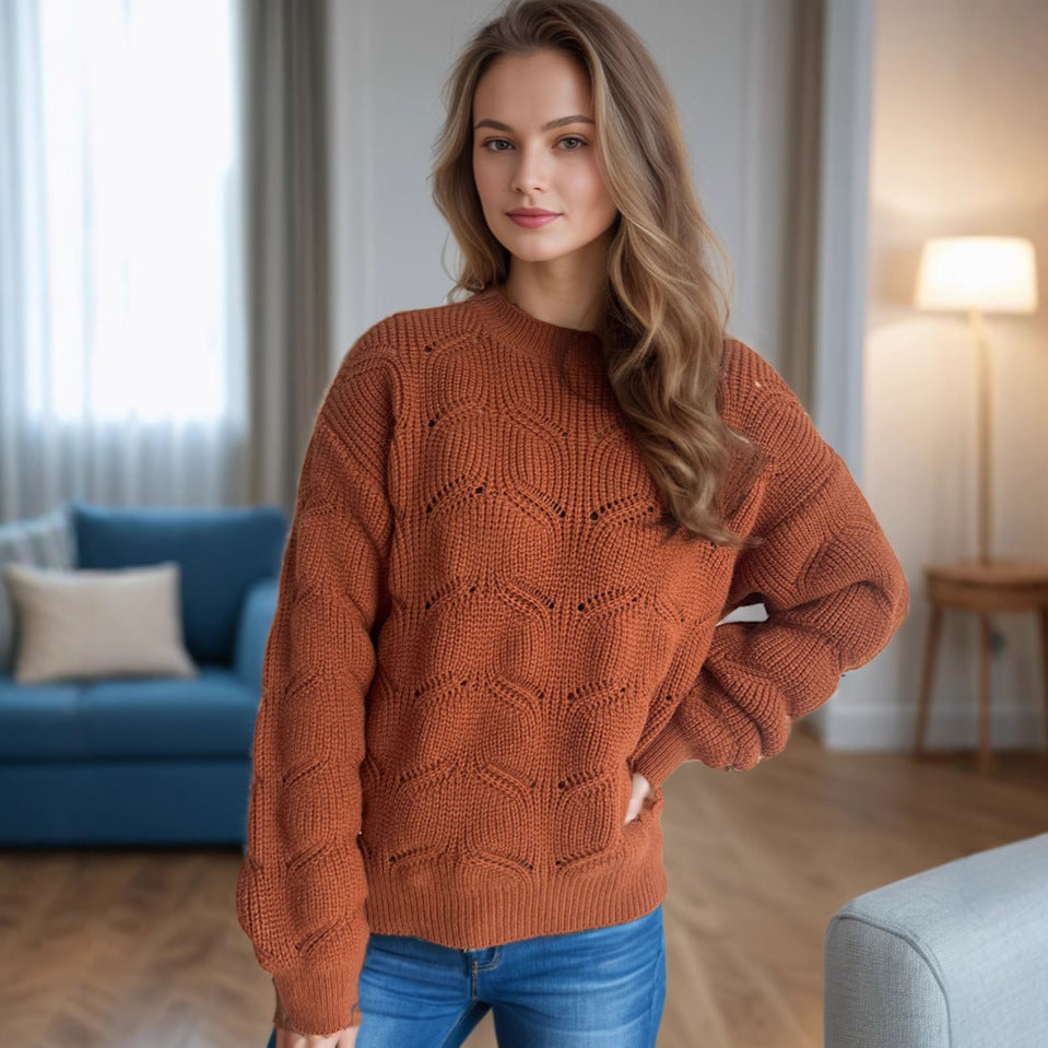 Damen Grobstrickpullover Oversized Zopfmuster Beige