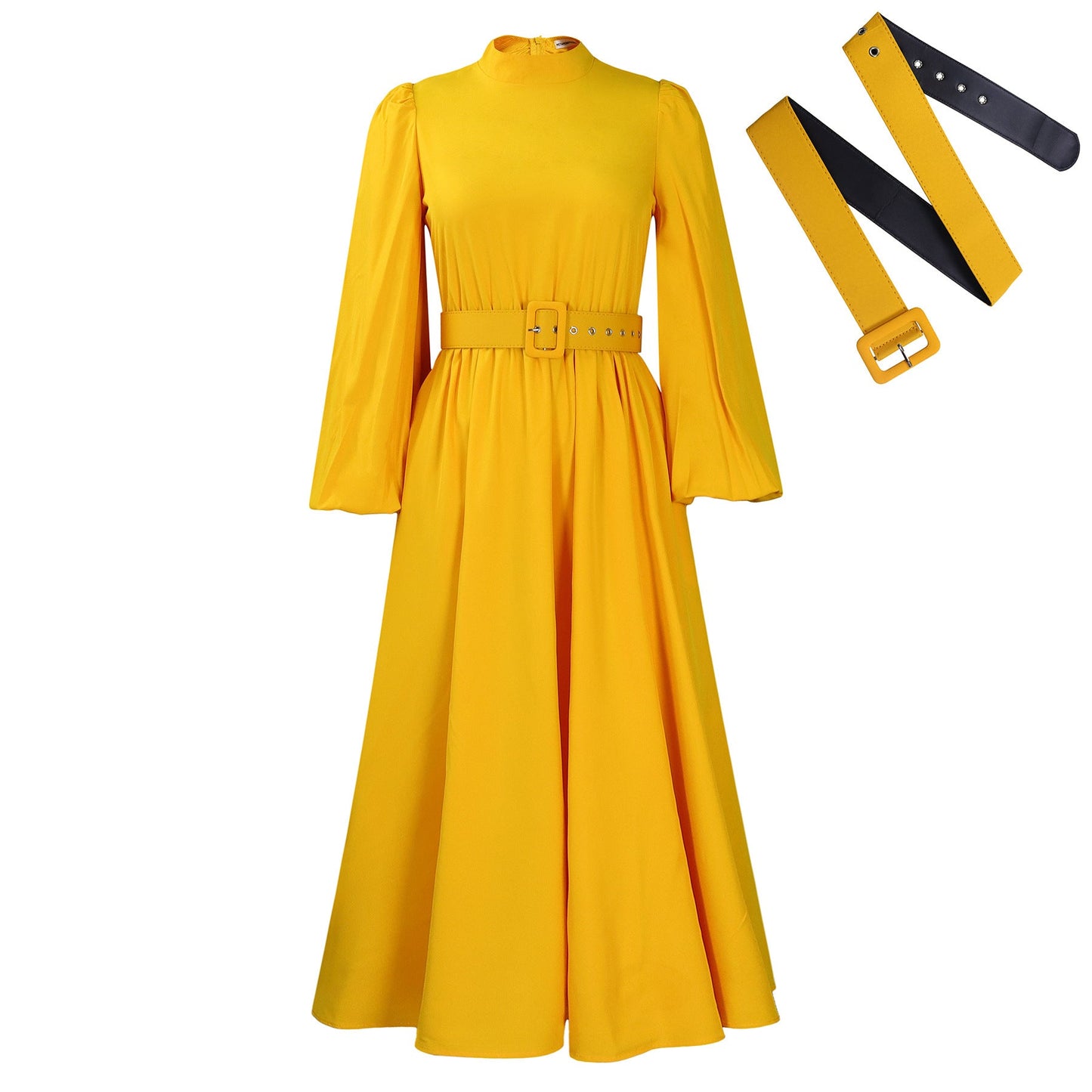 Eveloria Damen Maxikleid Hochkragen Abnehmbarer Gürtel
