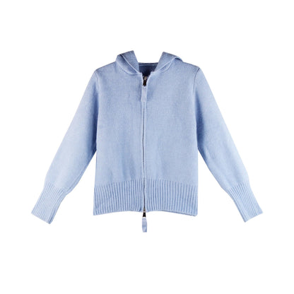 Damen Strickjacke Leicht Hoodie Reißverschluss Grau