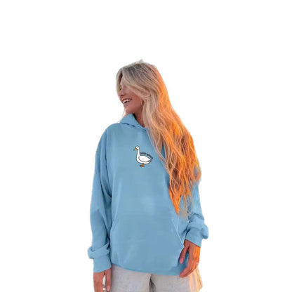 Damen Kapuzenpullover Gänsemotiv Weiches Fleece Innen Eveloria