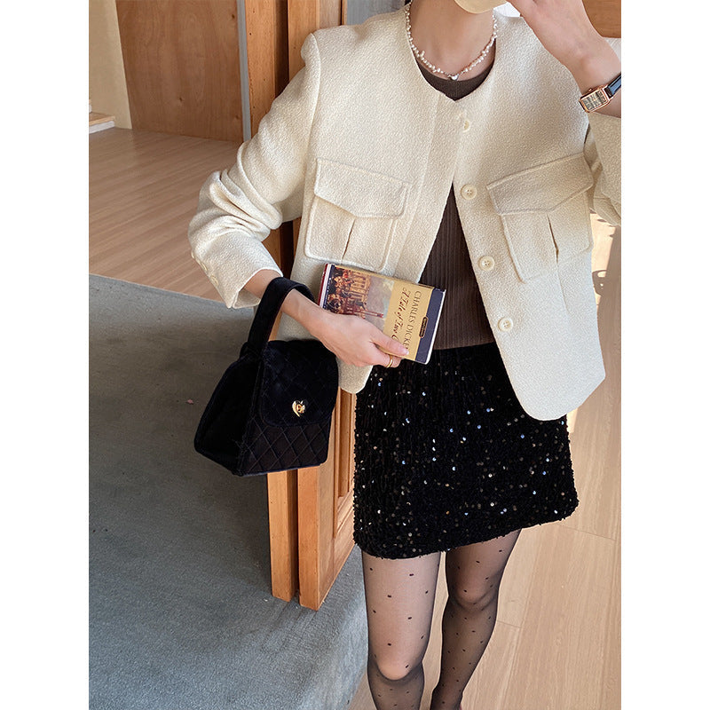 Damen Kurzjacke mit Taschen Eveloria Elegantes Design