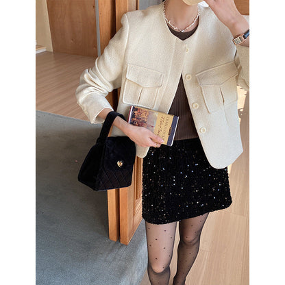Damen Kurzjacke mit Taschen Eveloria Elegantes Design