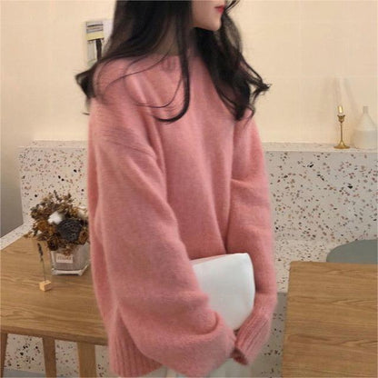 Damen Oversized Pulli Weiches Material Beige
