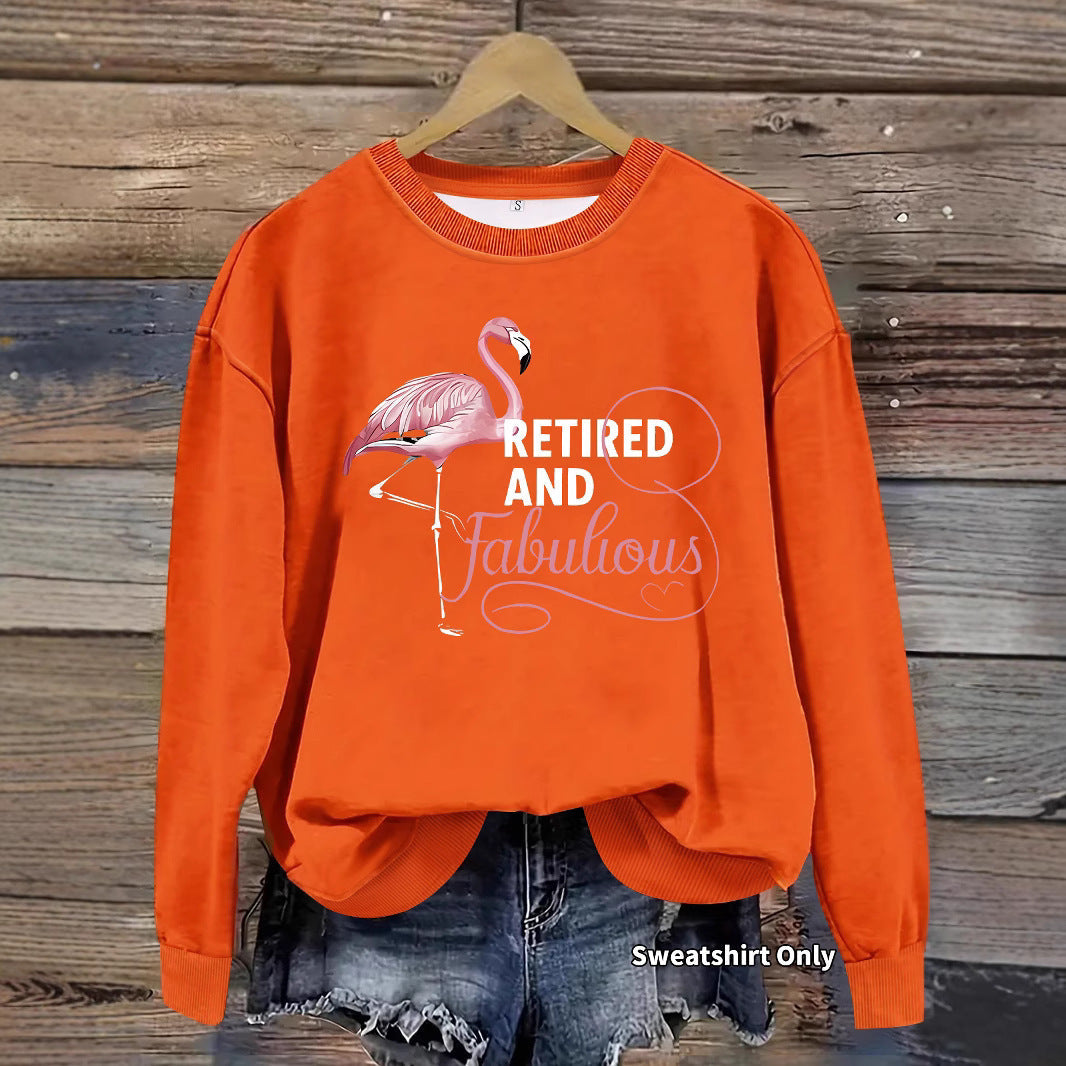 Damen Sweatshirt Flamingo-Motiv Baumwolle