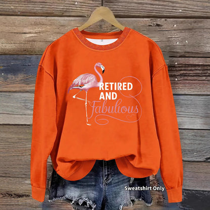 Damen Sweatshirt Flamingo-Motiv Baumwolle