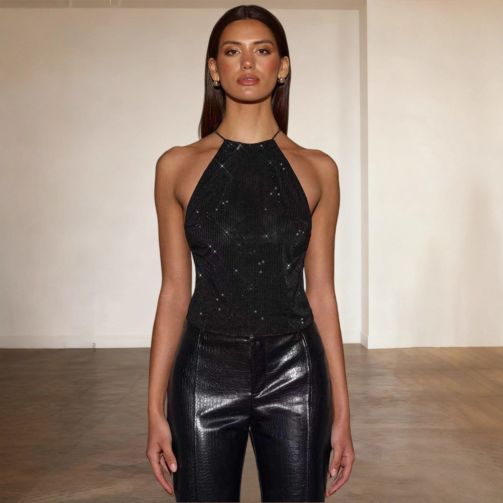 Damen Glitzer Slim Halter Funkel Akzente