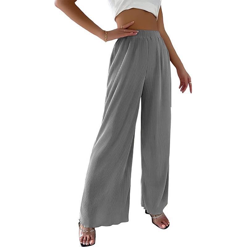 Damen Plissee-Hose Weites Bein Elastischer Bund Eveloria