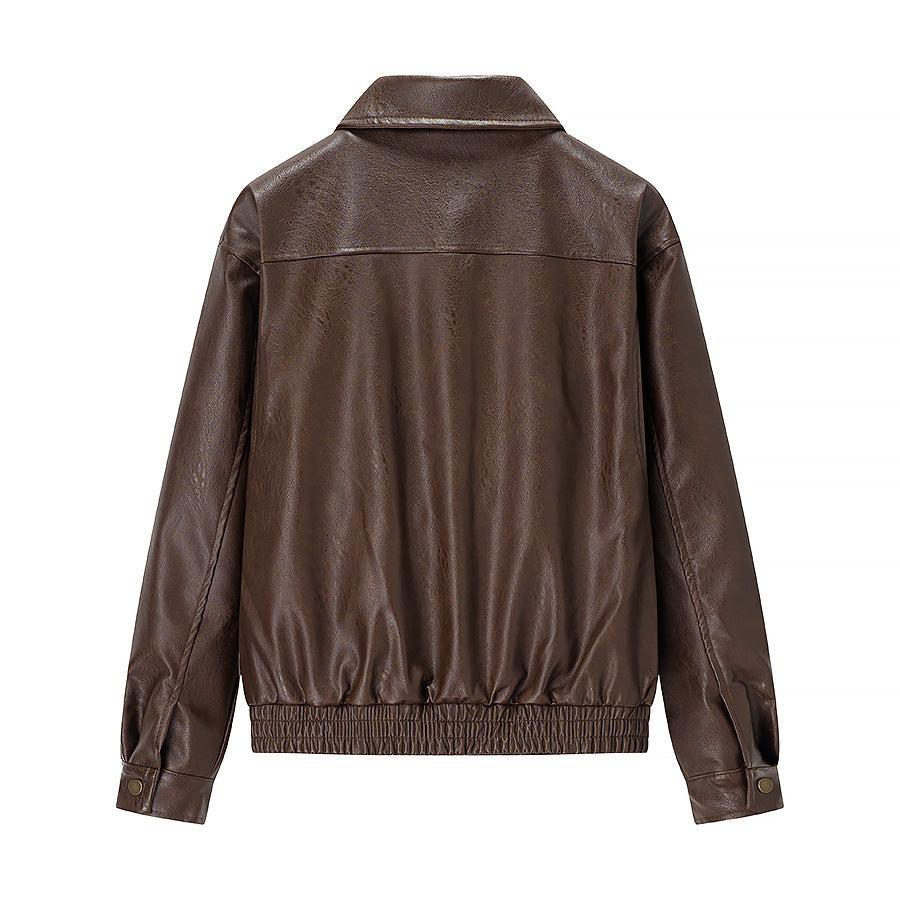 Damen Kunstlederjacke mit Seitentaschen Eveloria