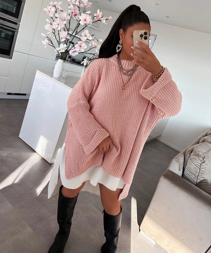 Damen Strickpullover Oversized Lässiger Schnitt Weite Ärmel