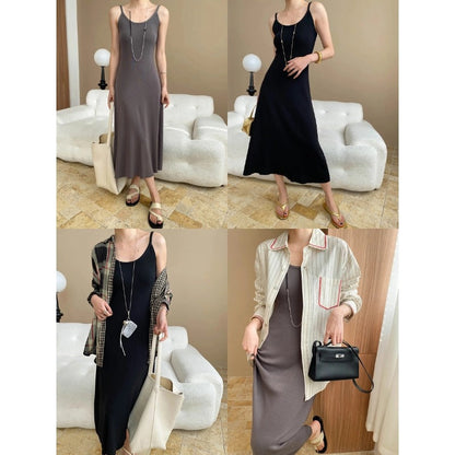 Damen Maxikleid mit Trägern Figurschmeichelnd Eveloria