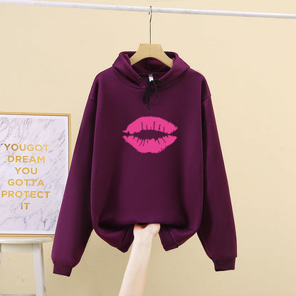Damen Hoodie Lippenmotiv Eveloria