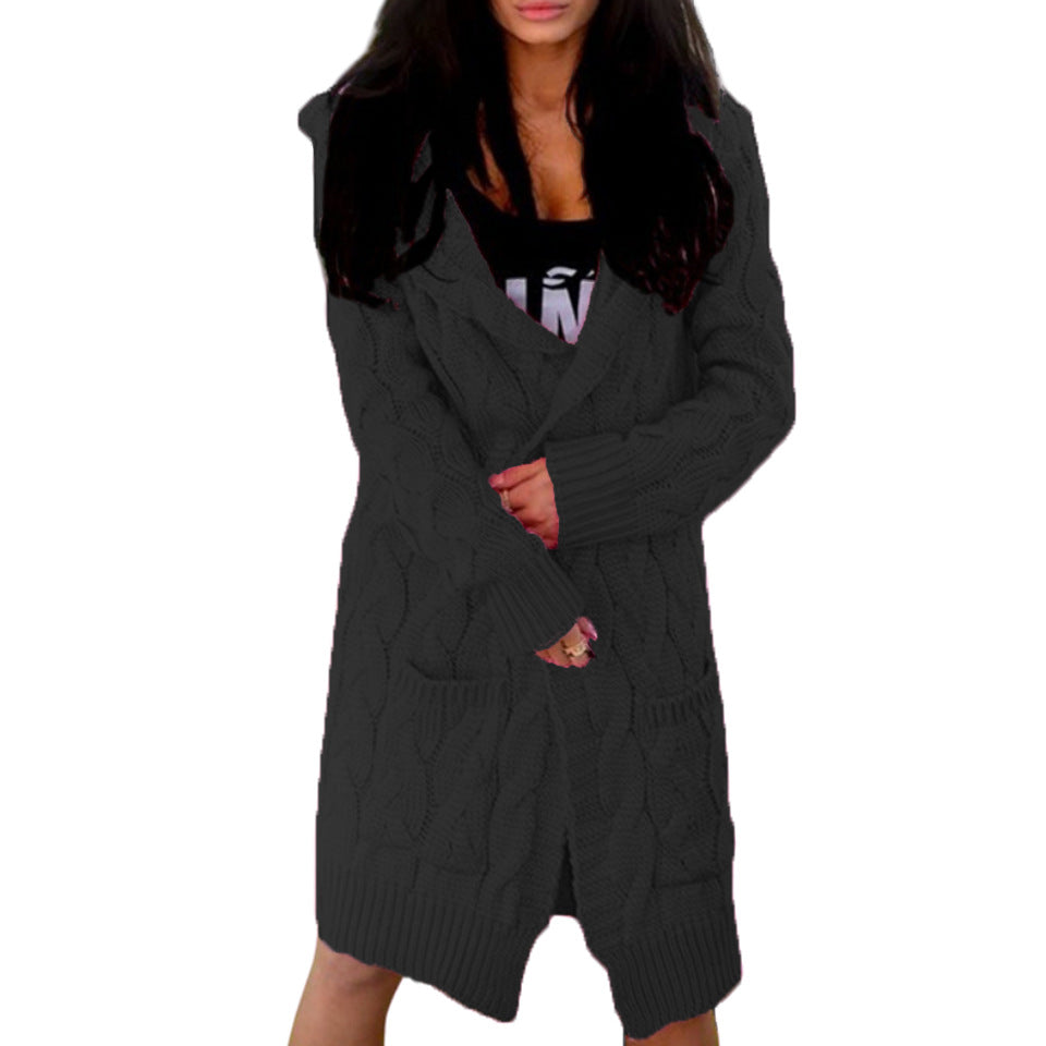 Damen Grobstrick-Cardigan Weich Mit Taschen Beige Eveloria