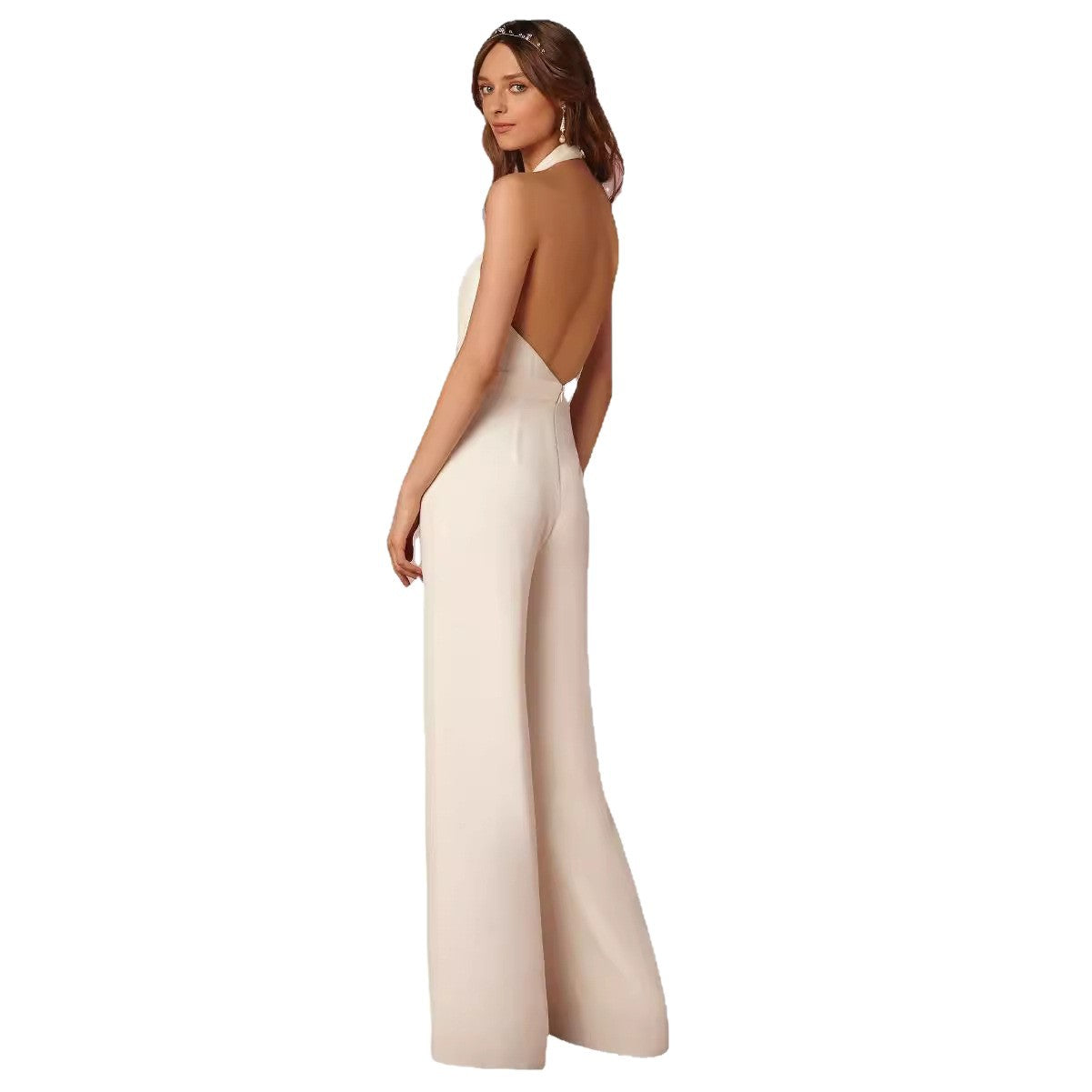 Damen Jumpsuit V-Ausschnitt Weitbeinig Eveloria