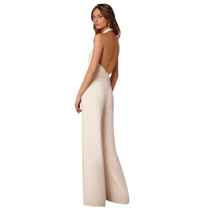 Damen Jumpsuit V-Ausschnitt Weitbeinig Eveloria