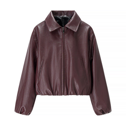 Damen Kunstlederjacke Elastischer Bund Eveloria