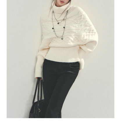 Damen Oversized Strickpullover Rollkragen Eveloria