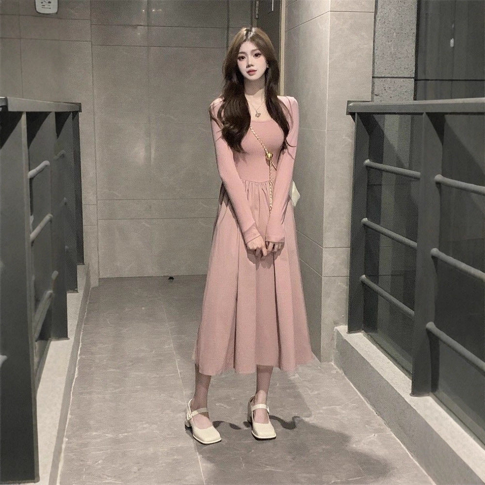Damen Midi-Kleid Langärmlig Puffärmel