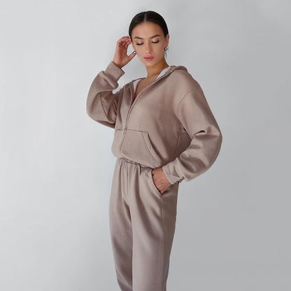 Damen Fleece-Jumpsuit Reißverschluss Bequem Grau Eveloria